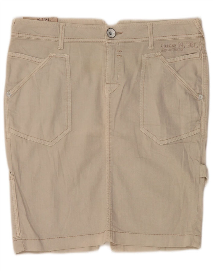 Guess Jupe Cargo En Denim Femme W28 Coton Beige Moyen