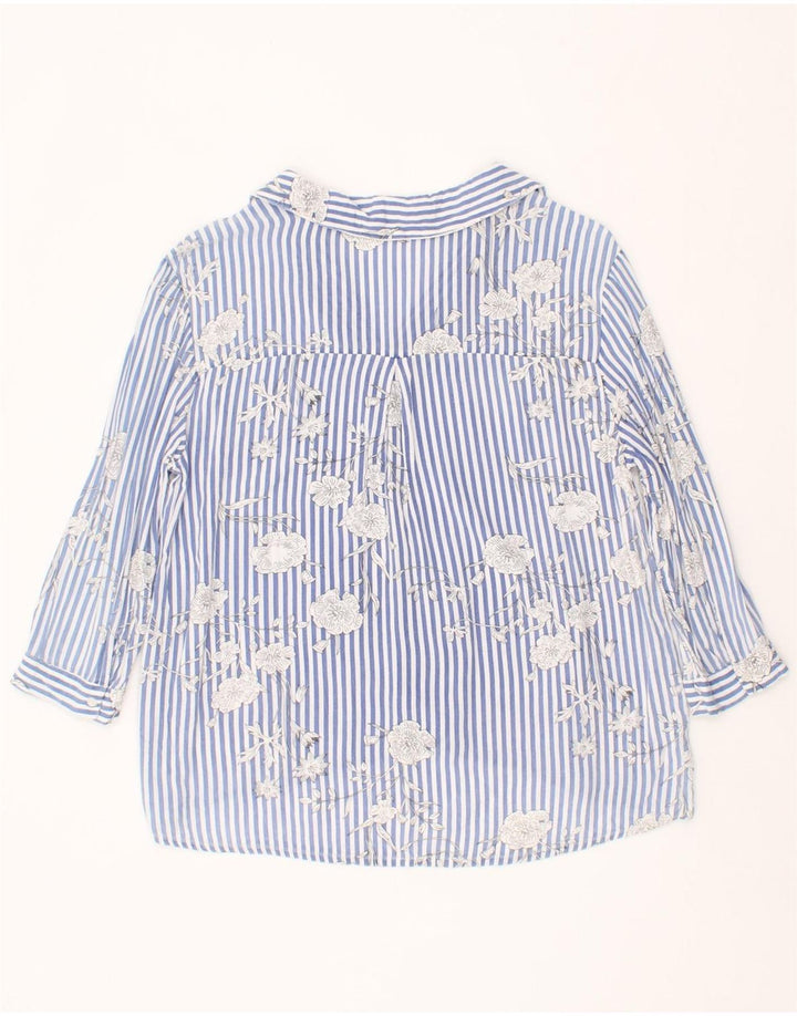 PIMKIE Womens Oversized 3/4 Sleeve Pullover Shirt UK 10 Small Blue Floral Vintage Pimkie and Second-Hand Pimkie from Messina Hembry 