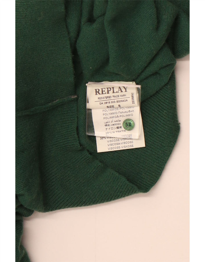 REPLAY Cardigan Femme Pull UK 10 Petit Vert Polyamide