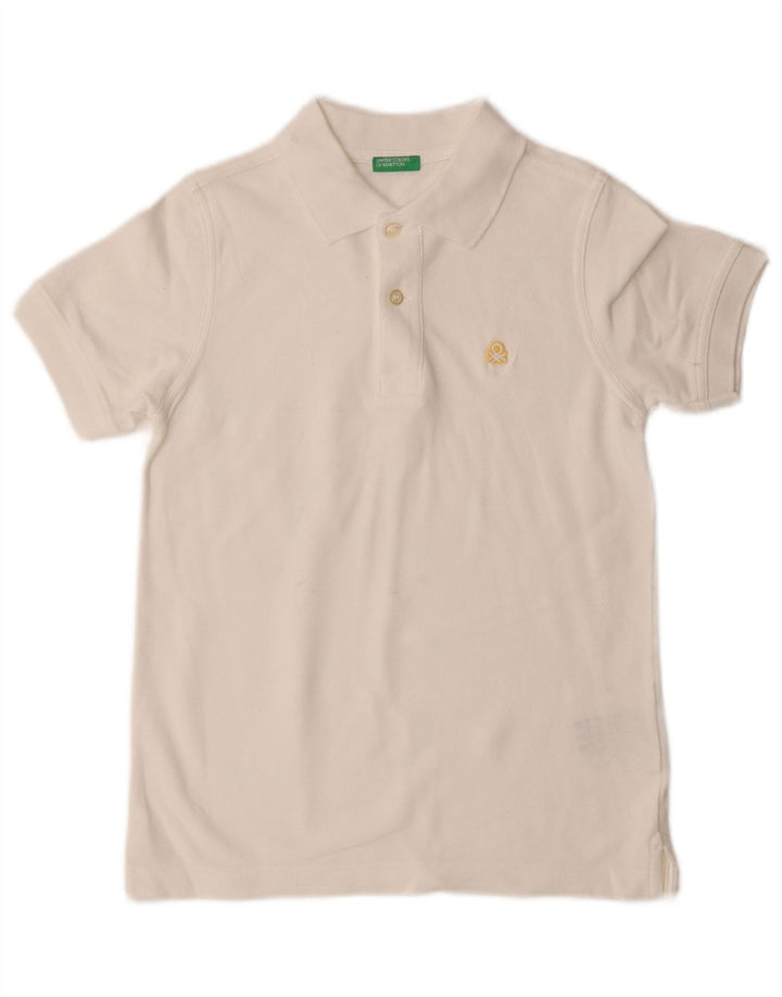 Benetton Polo Garçon 7-8 ans Coton Blanc Moyen