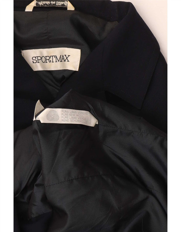Sportmax Veste Blazer Femme UK 12 Laine Bleu Marine Moyenne
