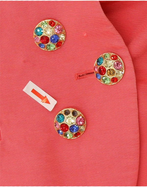 Louis Feraud Cardigan à manches courtes pour femme UK 14 Grand coton rose