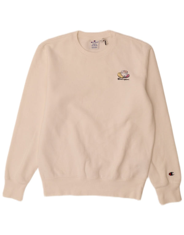 Champion Mens Sweatshirt Jumper Small White Cotton