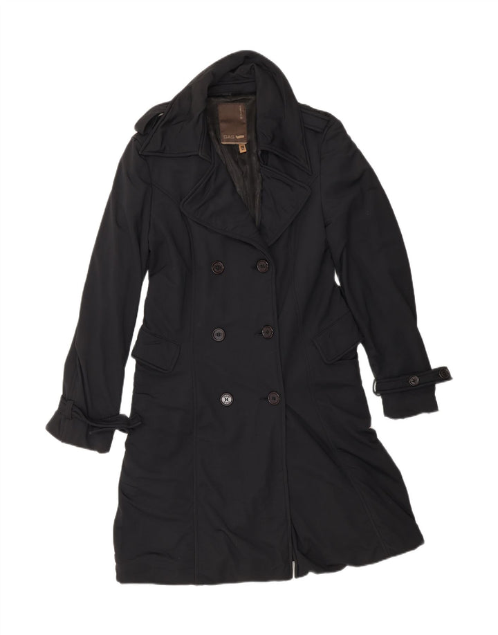 GAS Trench-Coat Double Boutonnage Femme UK 10 Petit Noir Polyamide