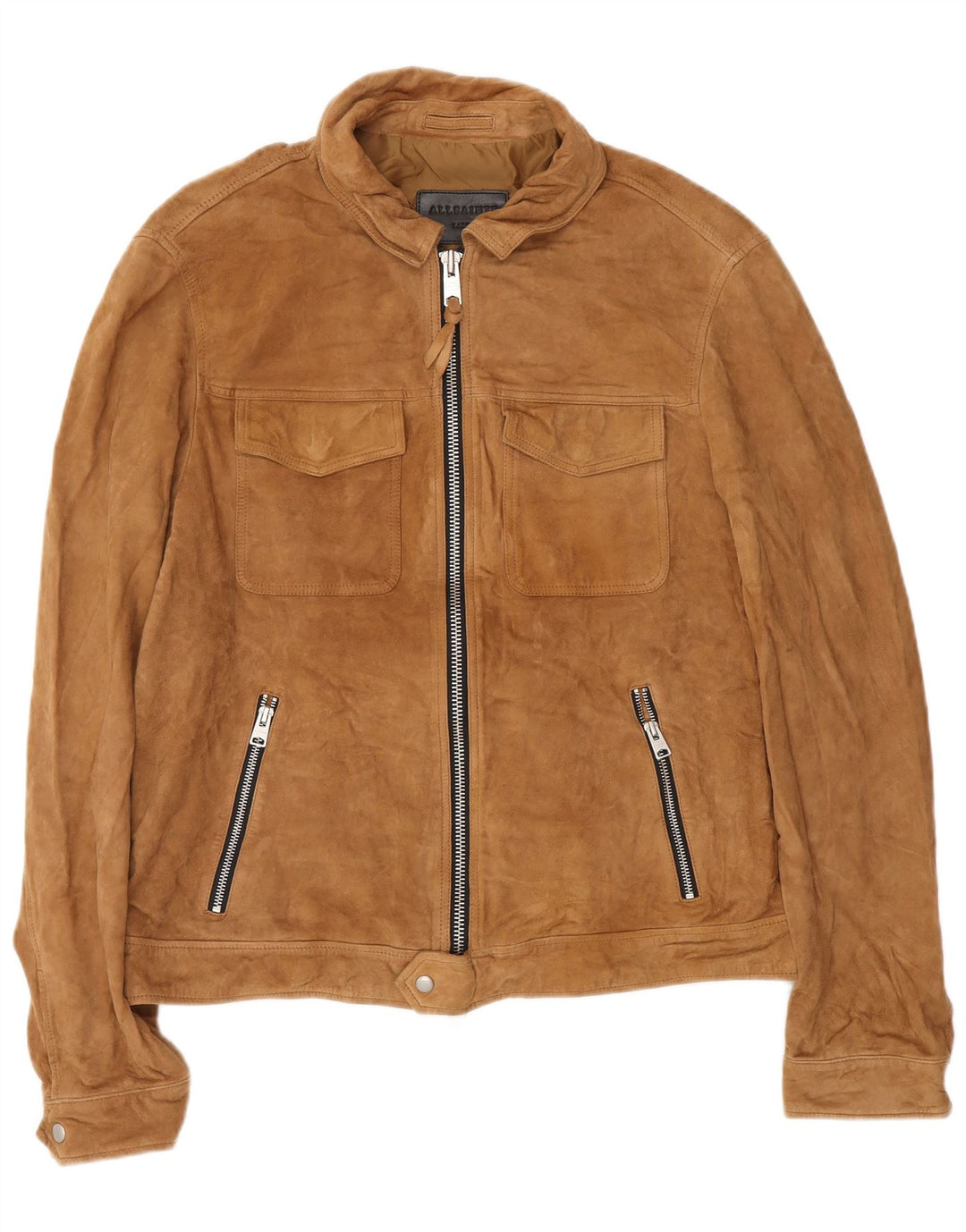 ALL SAINTS Veste en daim pour homme UK 40 Grand cuir marron