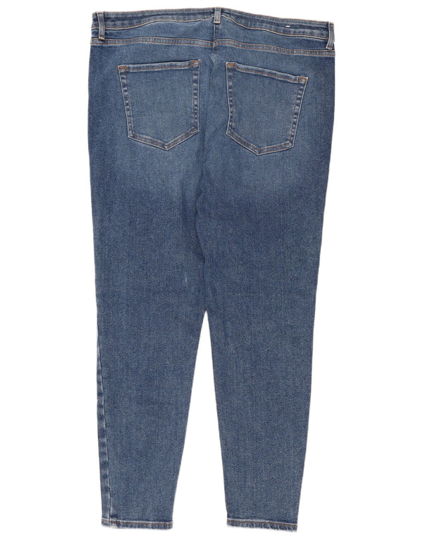 M&Co Womens Short Skinny Jeans UK 18 XL W36 L27 Blue Cotton