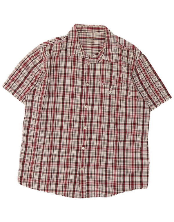 Wrangler Chemise à manches courtes pour homme en coton à carreaux bordeaux