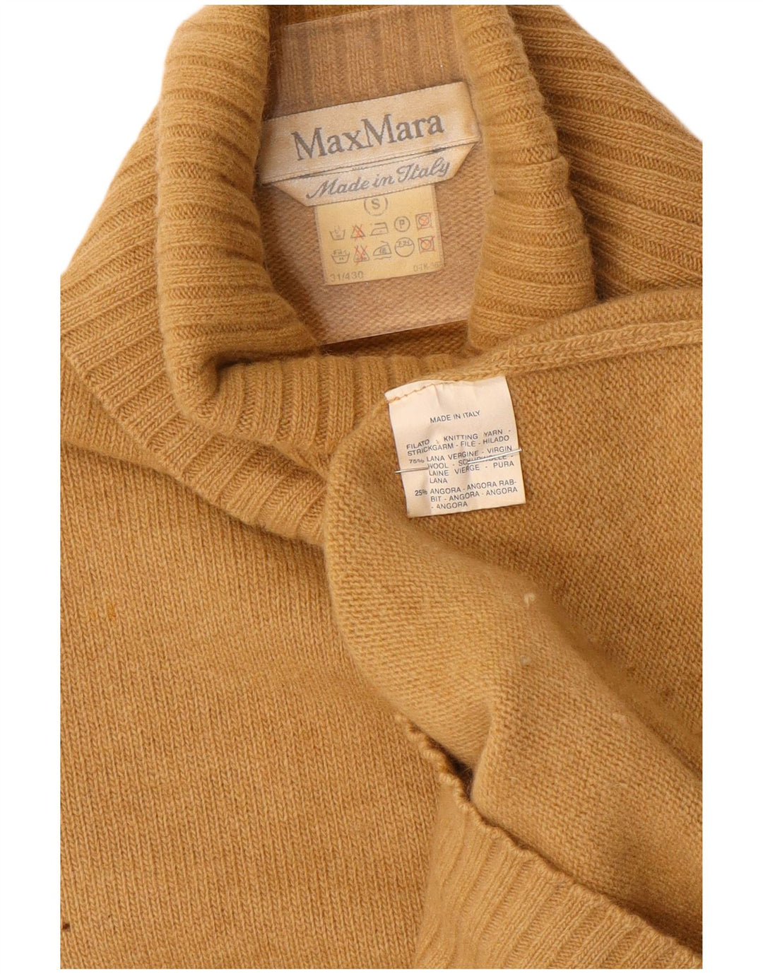 MAX MARA Pull surdimensionné à col roulé pour femme UK 10 Petite laine marron