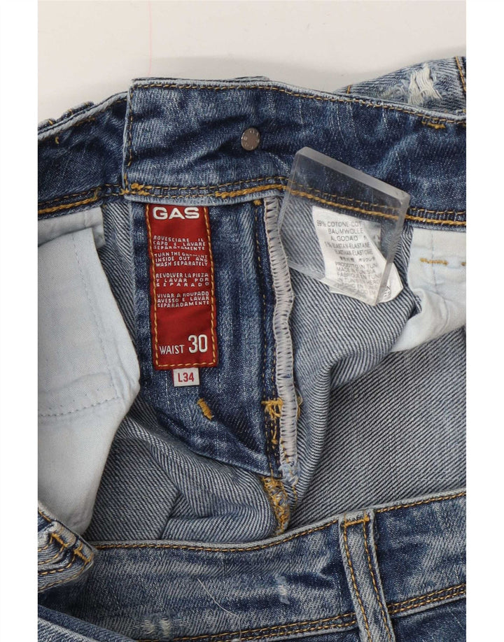 Gas Jean droit femme effet vieilli W30 L30 bleu coton