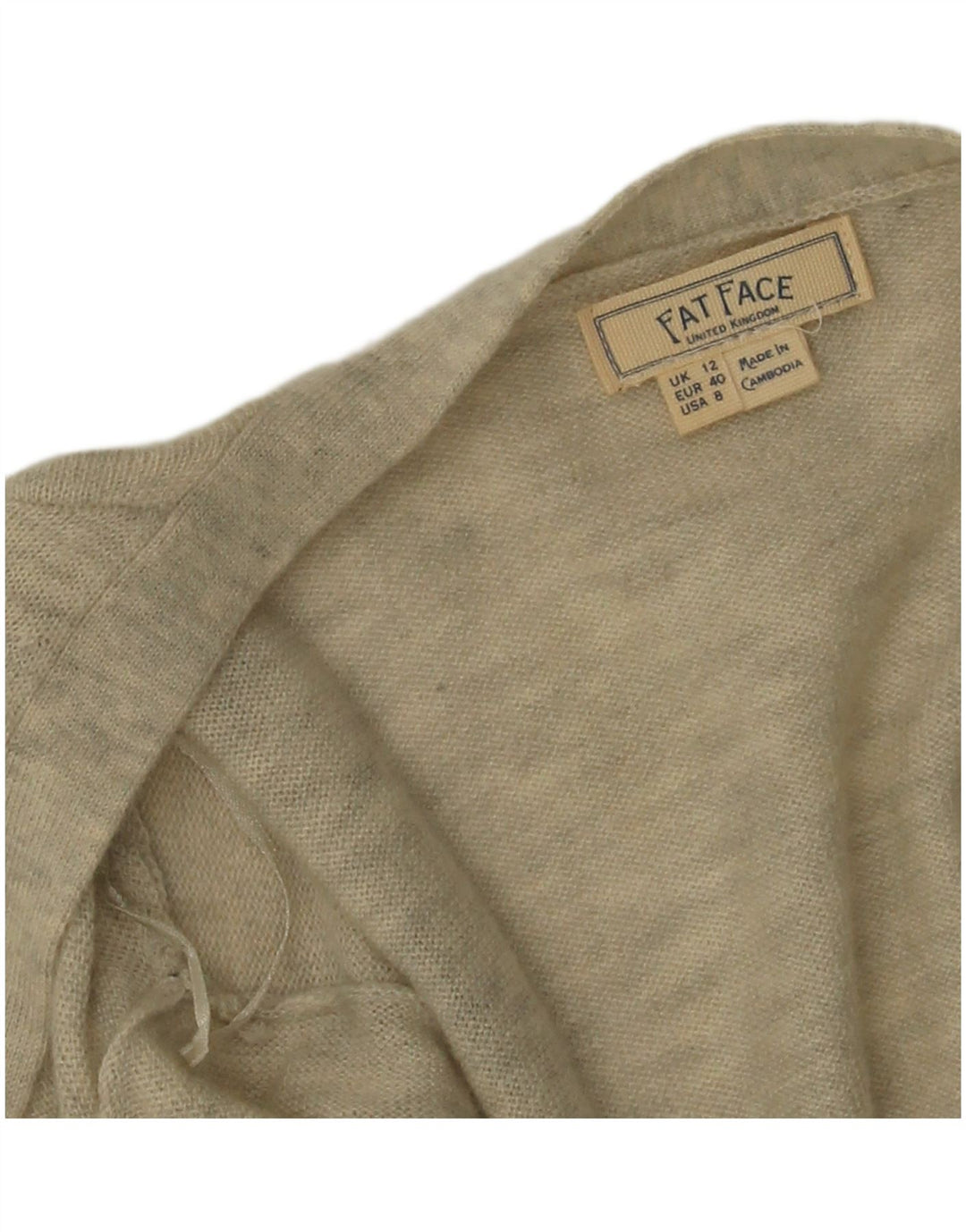 Fat Face Cardigan ouvert long pour femme en laine gris moyen UK 12