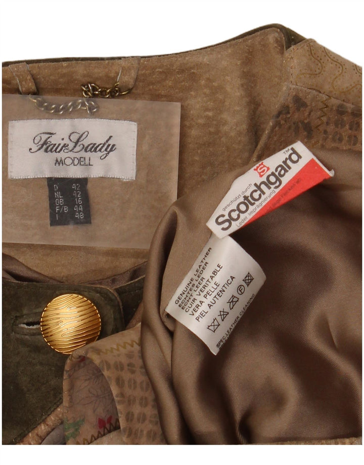 Fair Lady Manteau surdimensionné pour femme UK 16 Grand cuir patchwork beige