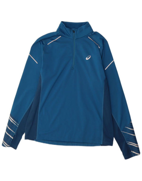 Asics Haut de Survêtement Pull Homme Grand Bleu Colorblock Polyester Sports