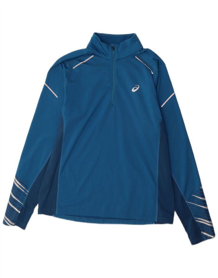 Asics Haut de Survêtement Pull Homme Grand Bleu Colorblock Polyester Sports