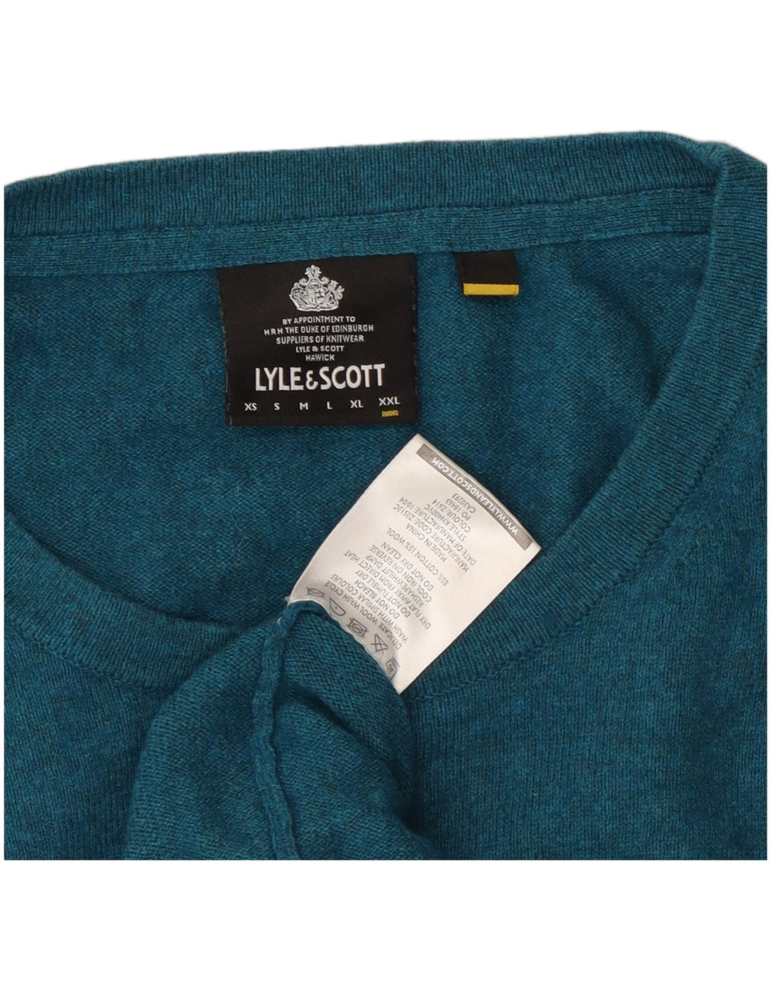 Lyle & Scott Pull à col rond pour homme 2XL Bleu Coton