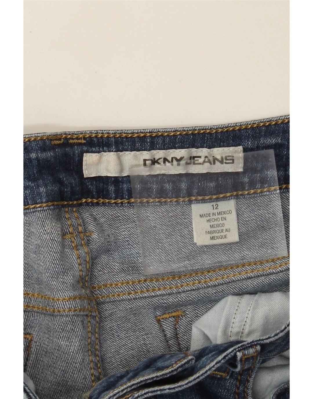 DKNY Short en jean pour femme US 12 Large W32 Bleu Coton