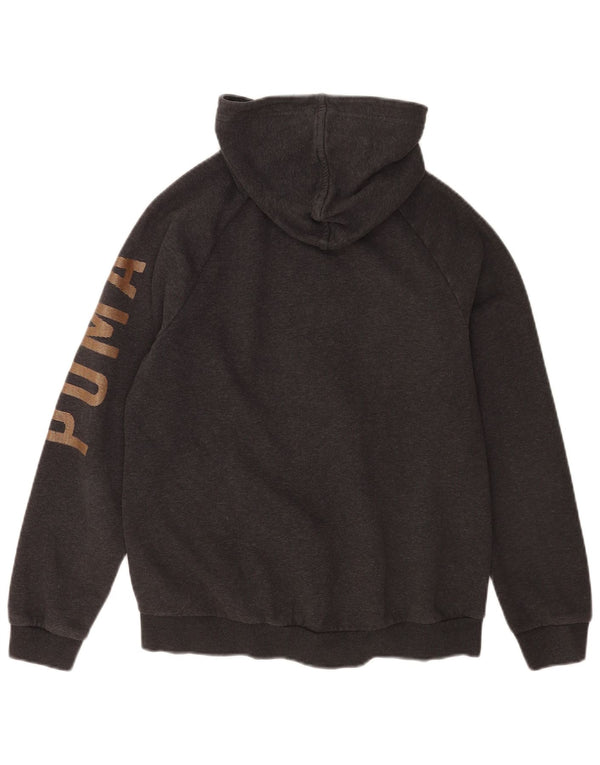 Puma Pull à capuche graphique zippé pour femme UK 14 Large Gris Coton