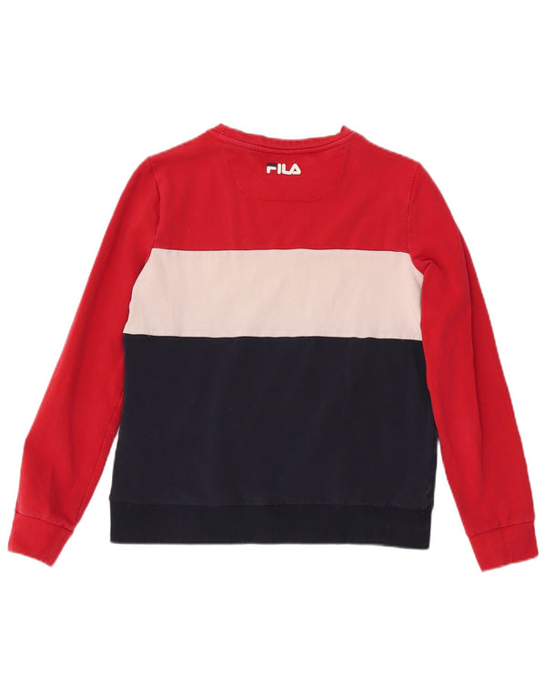 FILA Sweat-shirt graphique pour femme UK 10 Small Bleu marine Colourblock