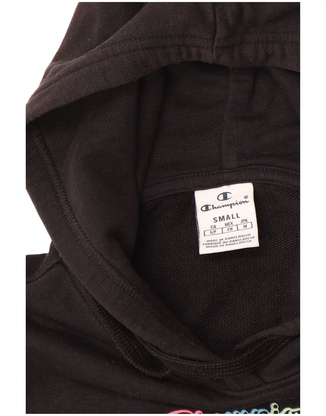 Champion Pull à capuche surdimensionné graphique pour femme UK 10 Small Noir