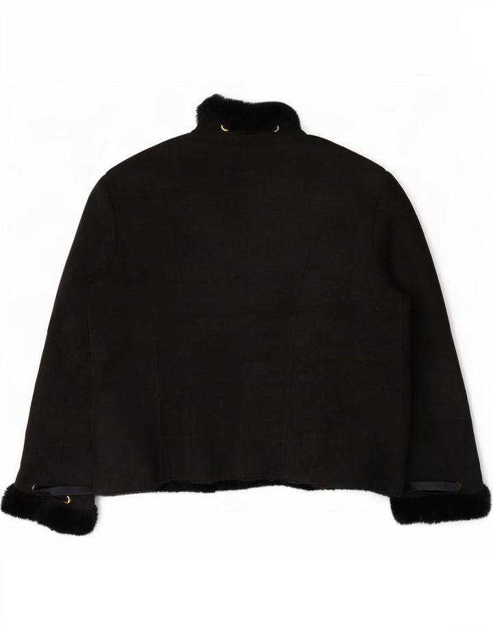 Veste Shearling Femme Vintage IT 46 Grand Noir