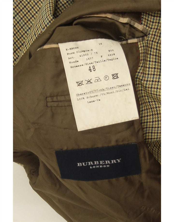 Burberry Veste Blazer Homme EU 48 Laine Vierge Pied-de-Poule Jaune Moyen