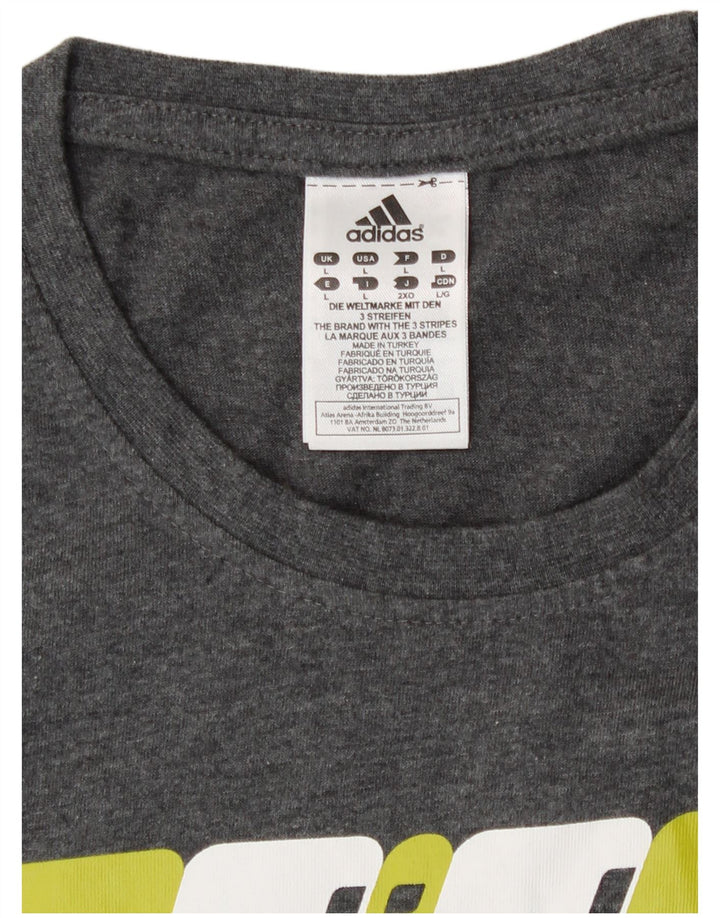 Adidas T-shirt graphique pour hommes, grand, gris, coton