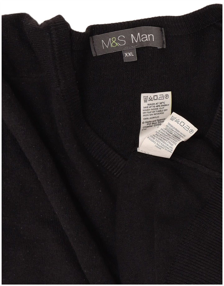 Marks & Spencer Pull col V pour homme 2XL Bleu marine Acrylique