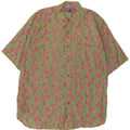 vintage Chemise à manches courtes pour hommes Coton floral vert moyen
