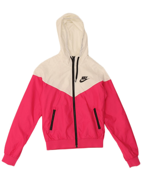 Nike Veste de pluie à capuche pour femme UK 10 Petit Rose Colorblock Polyester