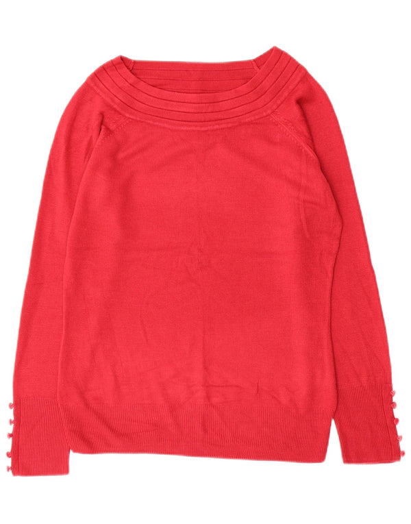 Marks & Spencer Pull col bateau pour femme UK 10 Petit acrylique rouge