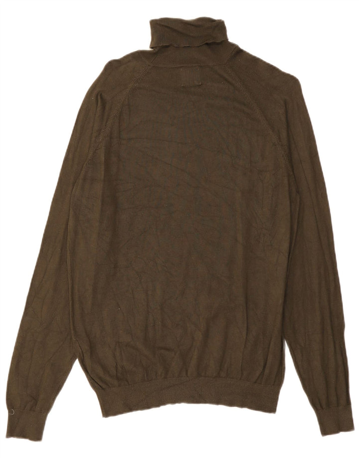 Zara Pull col roulé pour femme UK 14 Viscose vert moyen
