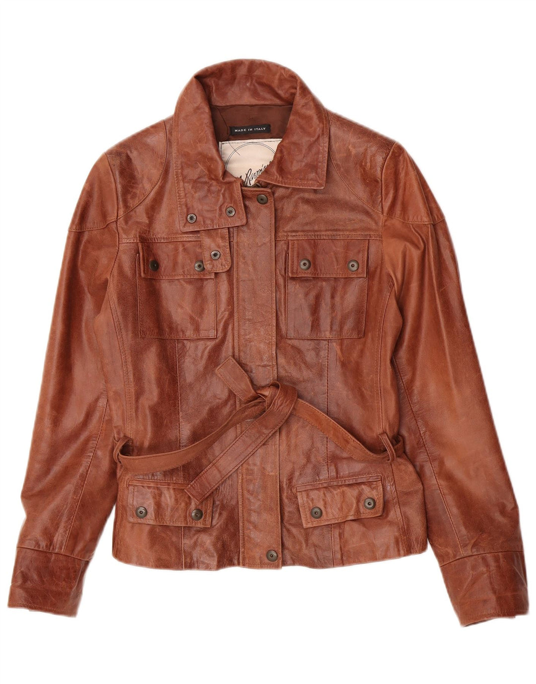 A. Raspini Veste en cuir pour femme UK 12 Cuir marron moyen