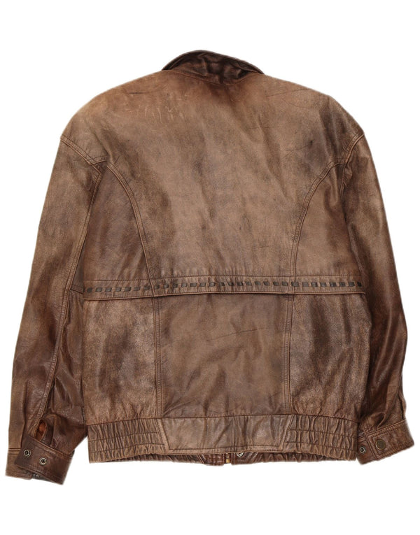 veste en cuir bomber homme vintage EU 48 cuir marron moyen