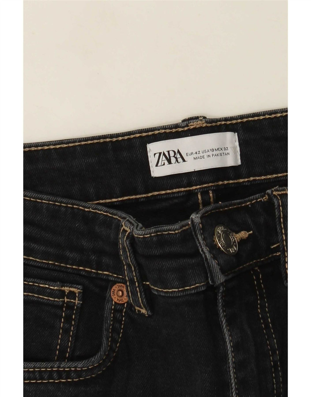 Zara Jean court bootcut pour femme EU 42 Large W32 L26 Noir