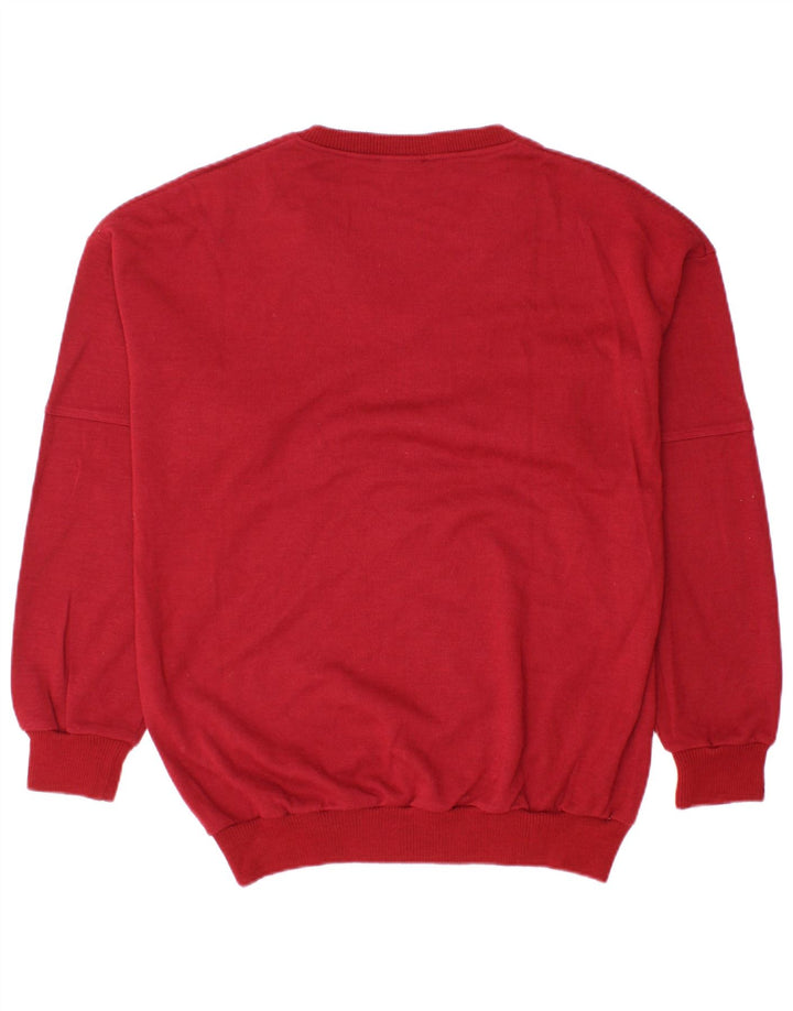 VINTAGE Pull col V homme grand rouge polyacrylique