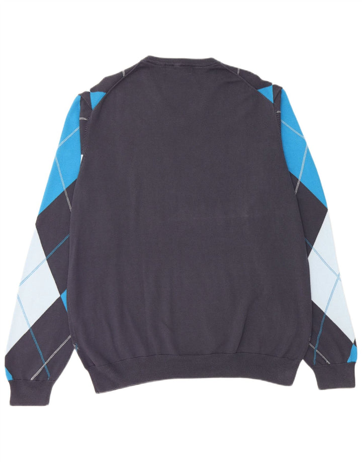 LYLE & SCOTT Pull col V pour homme 2XL Bleu marine Argyle/Diamant