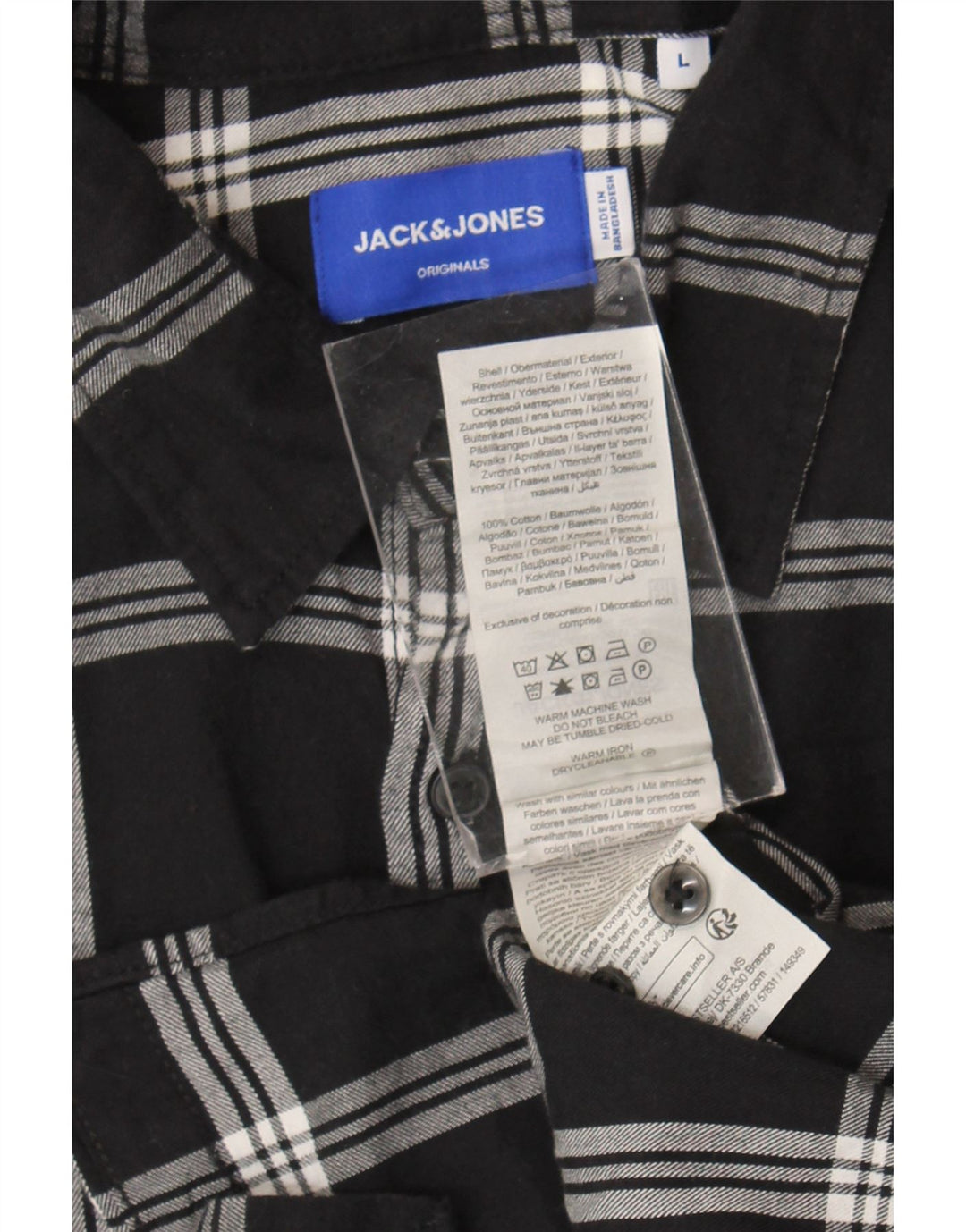 Jack & Jones Chemise en flanelle pour homme en coton à carreaux noirs