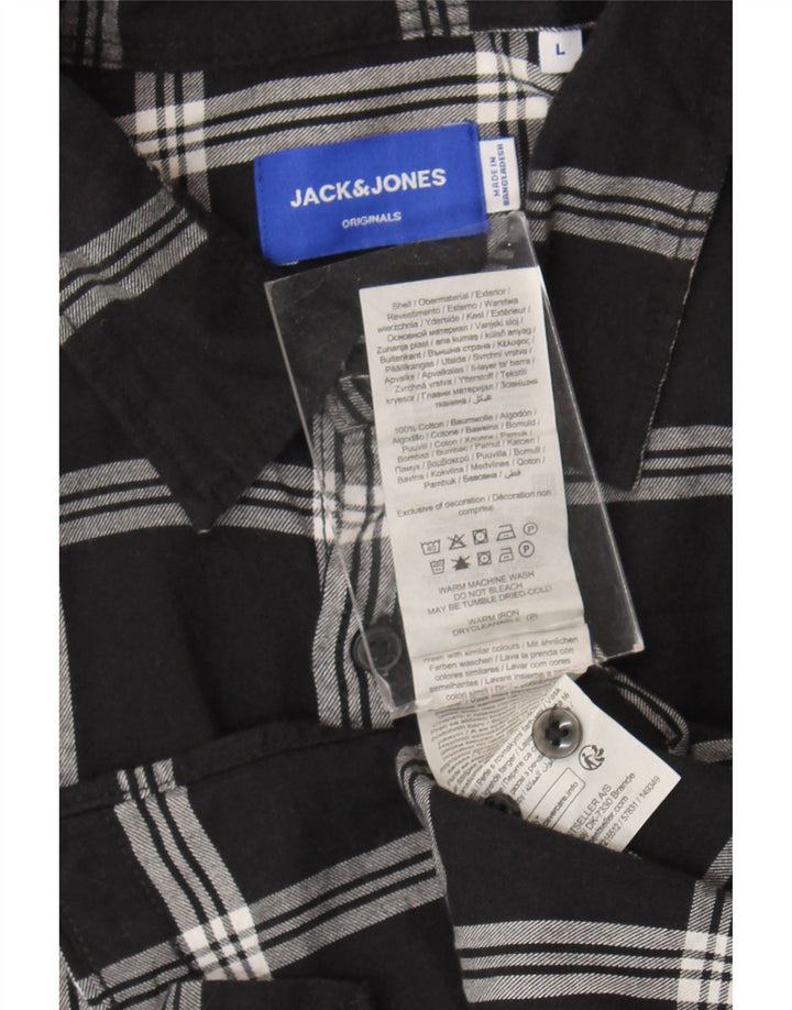Jack & Jones Chemise en flanelle pour homme en coton à carreaux noirs