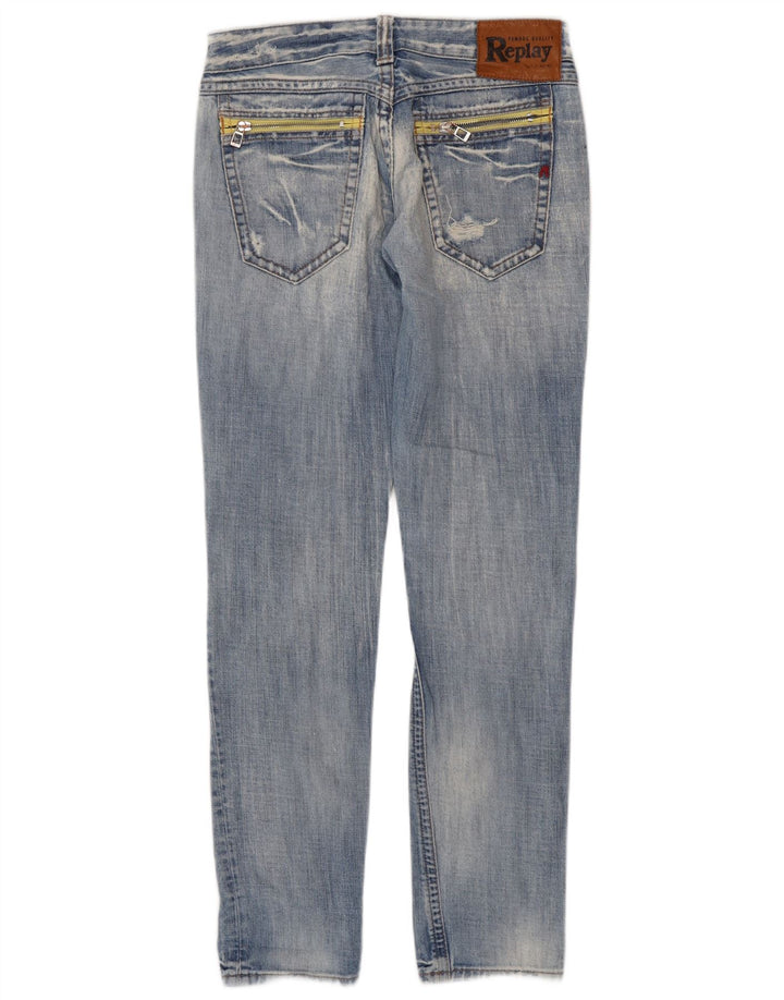 Replay Jean Slim Déchiré Femme W27 L32 Bleu Coton