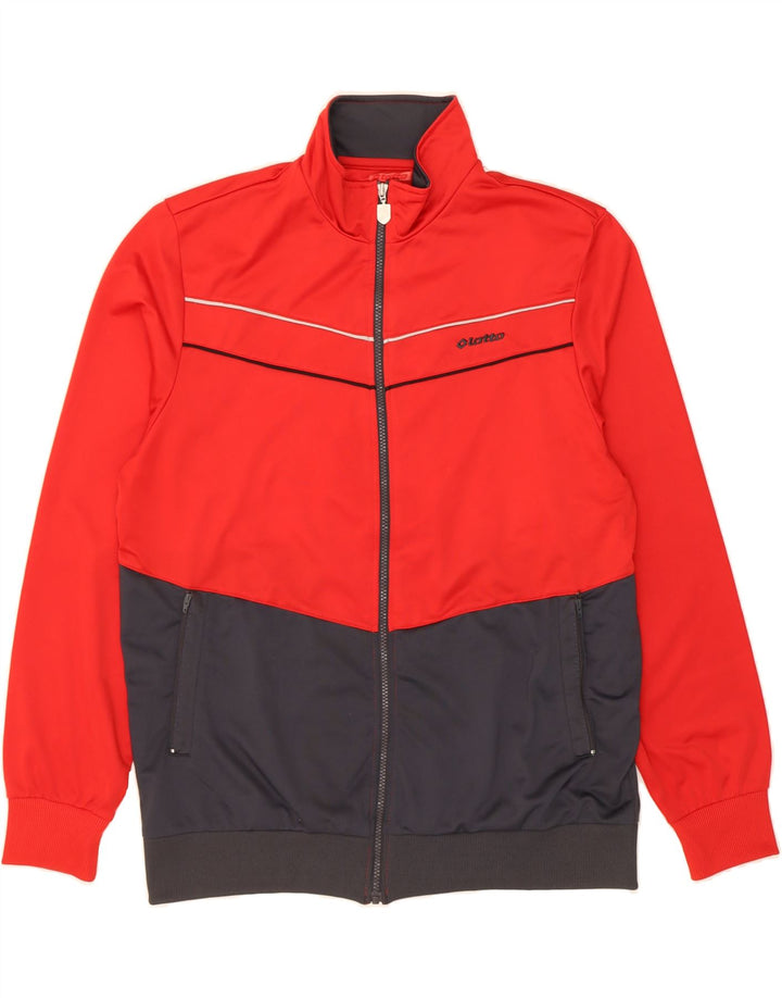 LOTTO Mens Tracksuit Top Jacket XL Red Colourblock Polyester Vintage Lotto and Second-Hand Lotto from Messina Hembry 