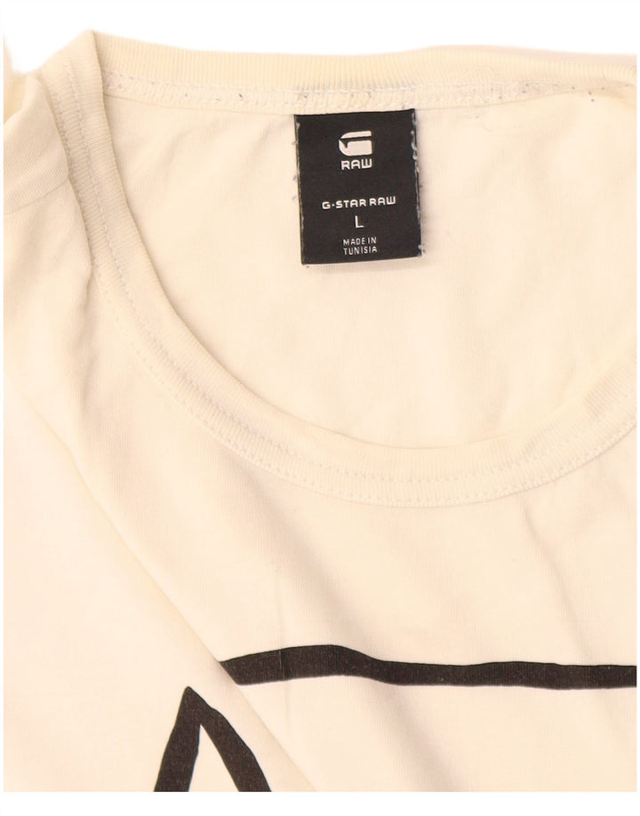 G-Star Homme Graphic T-Shirt Top Large Blanc Coton