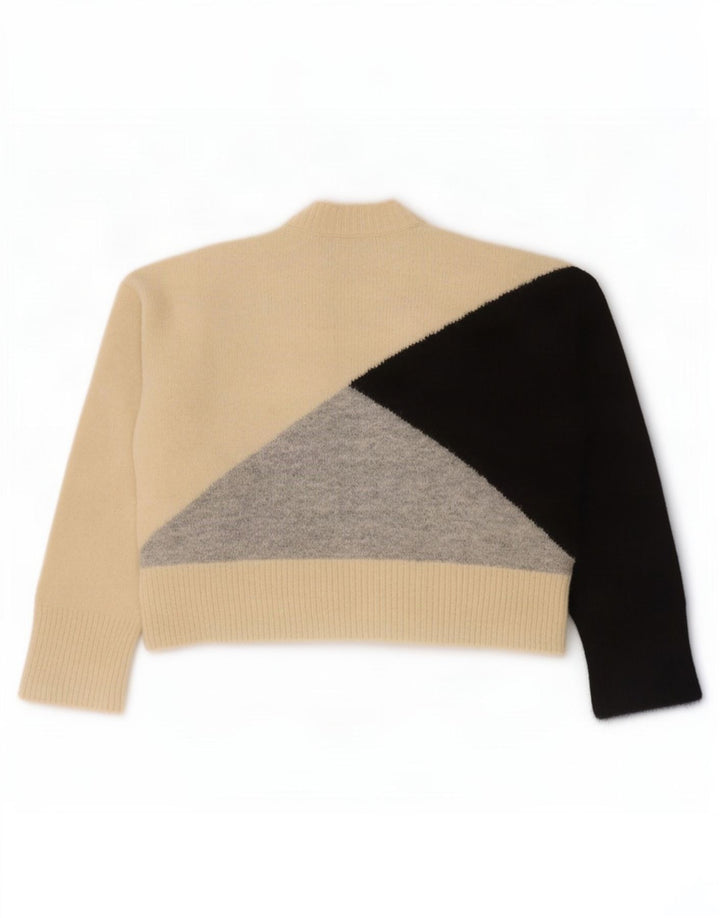 Zara Pull à col roulé pour femme UK 14 Beige moyen Colourblock