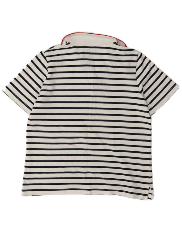 Crew Clothing Polo Femme UK 12 Coton Rayé Blanc Moyen