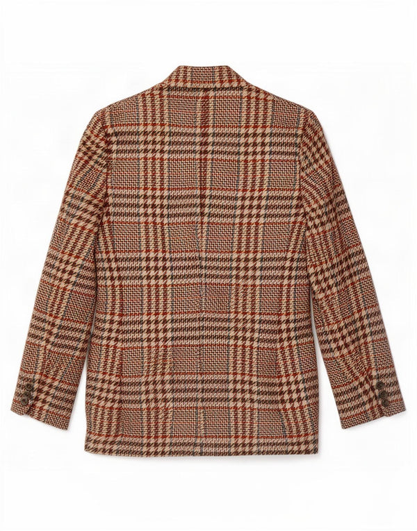 Romano Mens 3 Button Blazer Jacket IT 46 Small Brown Houndstooth