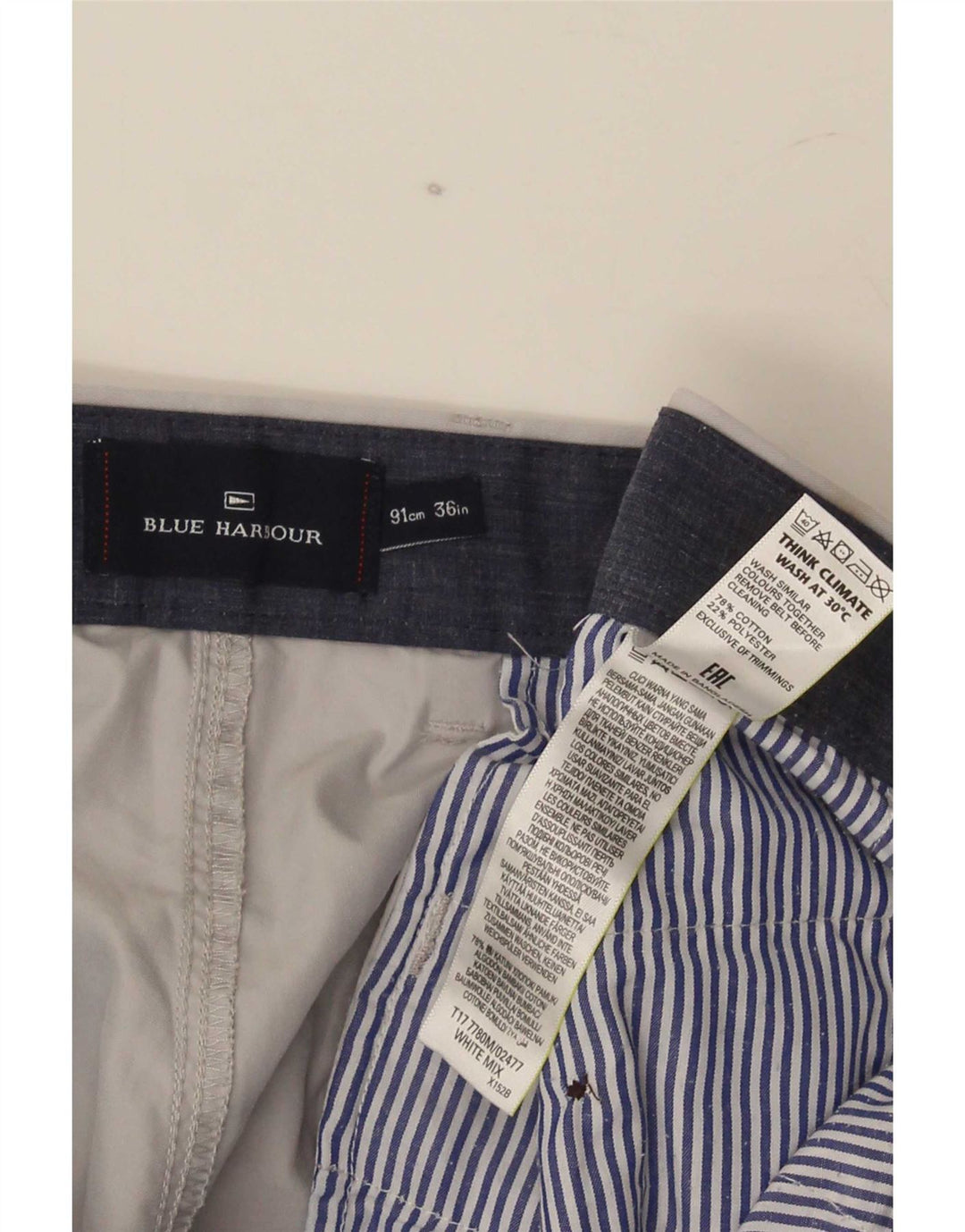 Marks & Spencer Short chino Blue Harbour W36 pour homme en coton gris moyen