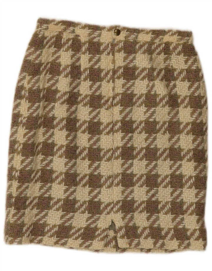 jupe tricotée femme vintage W26 Petit pied-de-poule marron