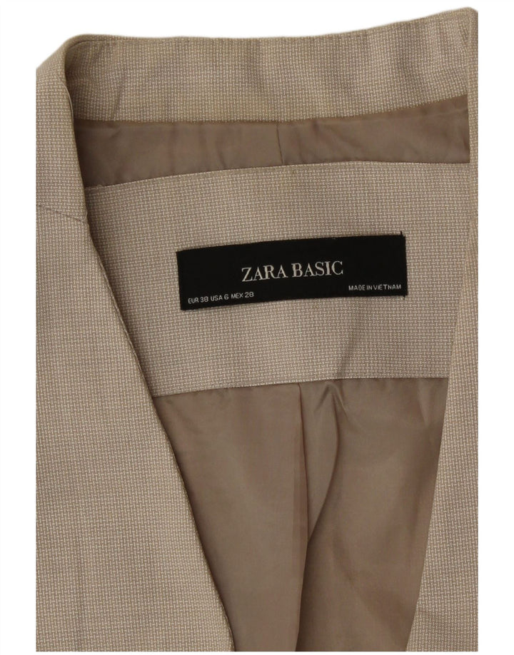 Zara Veste Blazer 1 Bouton Femme EU 38 Petit Pied De Poule Beige