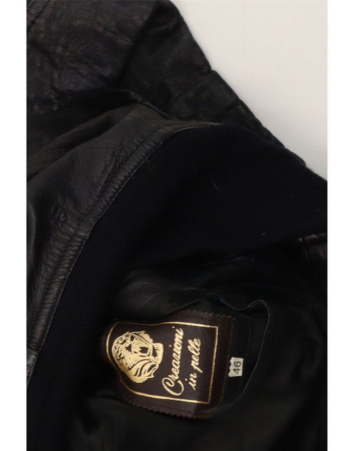 veste en cuir femme vintage IT 46 Grand cuir noir