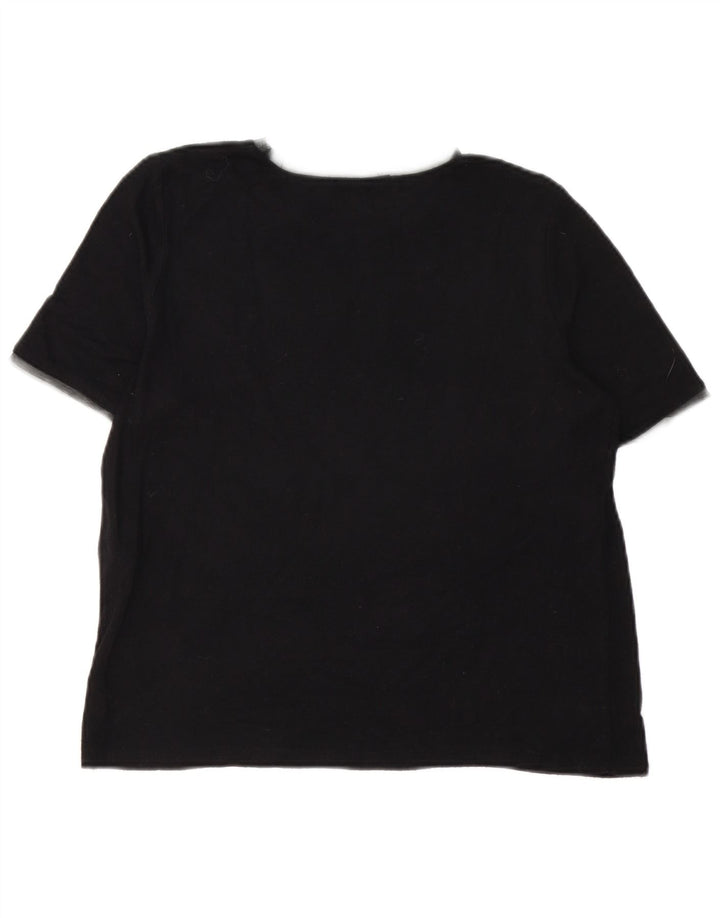Zara Femme T-Shirt Top UK 12 Medium Noir Viscose