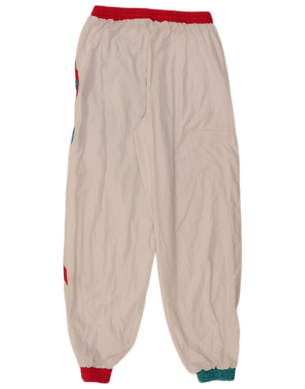 VINTAGE Pantalon de survêtement femme Joggers UK 14 Medium White Colourblock