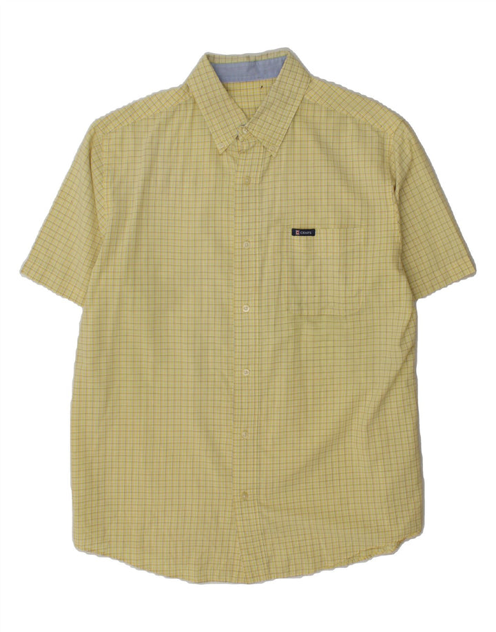 CHAPS Mens Short Sleeve Shirt Large Yellow Check Vintage Chaps and Second-Hand Chaps from Messina Hembry 